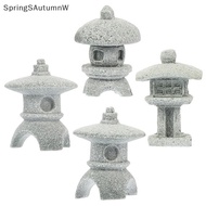 [SpringSAutumnW] Retro Gazebo Chinese Lanterns Mini Pagoda Model Decoration Stone Miniature Statue S