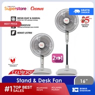 COSMOS 16SN Standing Fan / Kipas Angin Berdiri 16 inch 2 Fungsi Berdiri Dan Duduk - Grey