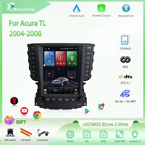 10.4" Car Multimedia Video Player For Acura TL 2004-2008 GPS Navigation Radio Android 13 Auto 8Core 