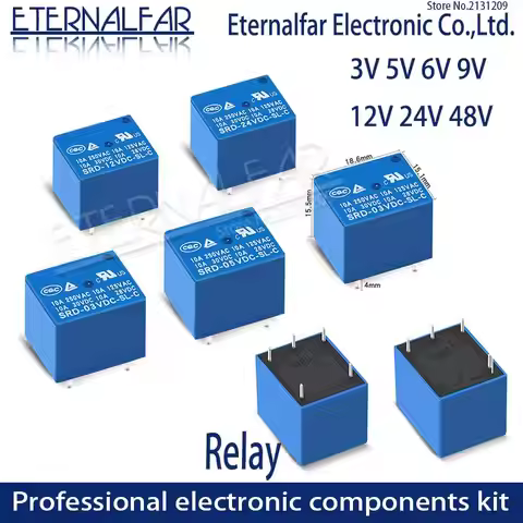 12VDC-SL-A Time Relays SRD-05VDC-SL-C 5V 6V 9V 12V 24V 48V DC 10A 125V 250V AC SPDT NO Typc A 4PIN S