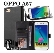 LEATHER CASE FLIP UNTUK OPPO A57 - FLIP  WALLET CASE KULIT OPPO A57 - CASING DOMPET-FLIP COVER LEATHER-SARUNG BUKU HP