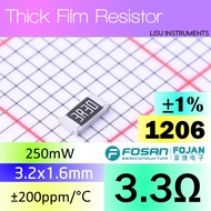 3.3R 1206 ±1% SMD Thick Film Resistor 3.3R 3R30 FOJAN FRC1206F3R30TS