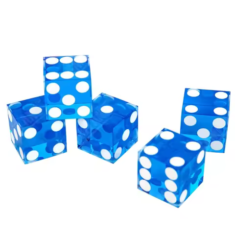 5pcs High-grade Acrylic Transparent Dice D6 19mm Casino Dice with Razor Edges