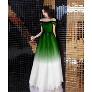 ACTUAL PHOTOS/VIDEO INCLUDED SUPER BEAUTIFUL 2-strap off-the-shoulder flared Maxi dress in ombre col