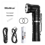 Wurkkos HD11ไฟฉาย18650พลังสูงพับได้90 ° แสงไฟสีแดงสูงสุด1800LM IP68กับท้าย Mag-Tic USB C ไฟฉาย EDC ช
