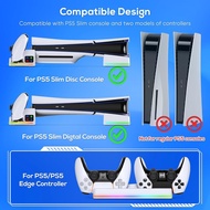 RGB Horizontal Cooling Station Stand for PS5 Slim Console with 2 Controller Charger, Auto Silent Coo