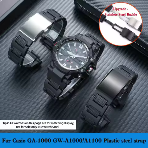 For Casio GA-1000/1100 GW-A1000/A1100 Composite Plastic Steel Watch Strap GRAVITY MASTER GA1100 Ligh