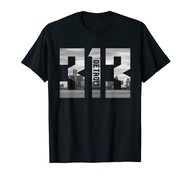 Vintage Detroit Michigan 313 Area Code Skyline T-Shirt