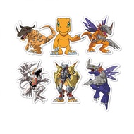Pack of 6 Pcs Agumon Evolution Digivolution Stickers, Waterproof Vinyl Material