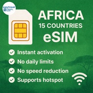 Africa eSIM 15 Countries Supports Hotspot 3-20GB Tanzania South Africa Kenya Email Delivery