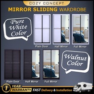 [FREE INSTALL] Almari Baju Full Cermin /Mirror Wardrobe Sliding Door Anti Jump Mirror Cermin 4ftx8ft