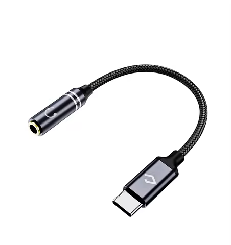 USB Type C to 3.5mm Headphone Jack Audio Adapter, USB C to Female Aux Cable Nylon Cord, Only Support