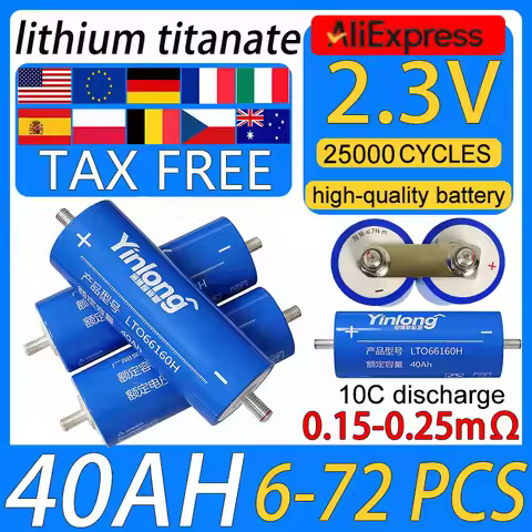2.3V 40Ah battery Original Yinlong LTO 66160 cells 10C discharge DIY 12V 24V low temperature resista