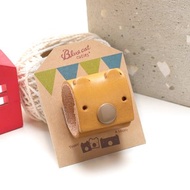 芥末黃色 大隻的Tinny 真皮革手工 USB-C 2公尺 集線器