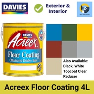 （Ready Stock)♤┇★Davies Acreex Rubberized Floor Paint 4 Liters Acreex Reducer Gallon All Colors Floor