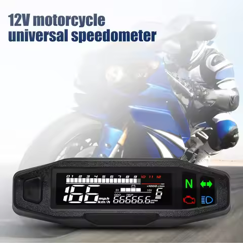 A Universal Digital Motorcycle Meter Speedometer LCD Digital Odometer RPM Fuel Level Meter Turn Sign