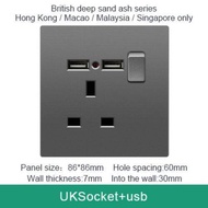 LEJIA  Gray Wall Key Switch Panel 13amp Universal 3/6 Pin Plug Socket with USB Suiz on Off Lampu 1/2