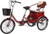 3 wheel bikes Folding Tricycle 3-Wheel Bicycle Red Adult Tricycle 6 Speed 20 Inch Trike Bike Bicycle for Seniors Women Men Trikes Recreation Shopping Picnic