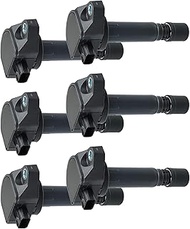 6pcs 7.6mm Black Ignition Coils Fit For Honda Pilot Ridgeline V6 3.5L 2009-2014 For Acura MDX ZDX V6