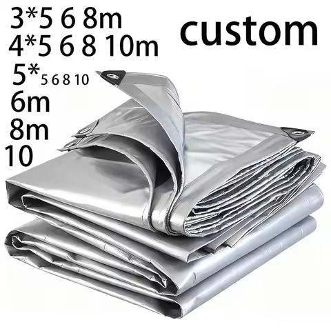 Large Tarpaulin 3m 4x4 5 6 8 10 12 20m 5*5 6x6 Waterproof Tarp Custom Camping Silver Canopy Rain Sha