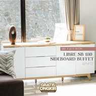 Melody Furniture - Buffet Lemari Laci Ruang Tamu Serbaguna - Libre Sideboard 180 cm - White