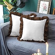 Dual Tone Ruffle Pillow Shams Set of 2, 26X26 - Solid Ruffled Fringe Design Pillow Covers Microfiber