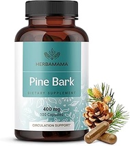Herbamama Pine Bark Extract 100 Capsules - French Maritime Pine Bark Extract for Heart Health & Bloo