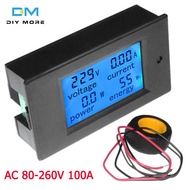 diymore AC80-260V 100A 4 in 1 LCD Digital Voltmeter Ammeter DC แรงดันไฟฟ้า Power Energy Meter เครื่องตรวจจับ Shunt Watt current analog ตัววัดโวลท์แบต  ammeter volt meter diy โวลต์