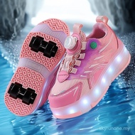 New Children's Heelys Girls' Four-Wheel Student Detachable Pulley the Skating Shoes Light Shoes