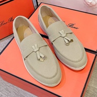 {KSJGHW} 【ready stock】 Loro P flat shoes soft-soled loafers cashmere fringed single shoes EU32-46