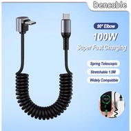 6A High-Current Car Spring Telescopic Data Cable 60W Liquid Silicone Fast Charging Cable C to C/L St