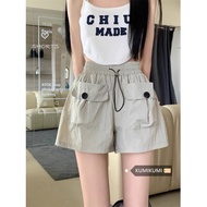 stripe pants seluar baggy perempuan Seluar pinggang tinggi poket 2-300jin yang lebih besar, pakaian 