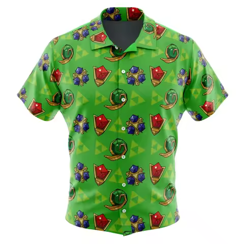 Zelda Spiritual Stones Zelda Button UpHawaiian ShirtFashion Trend Breathable Loose Versatile Casual 