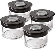 Kuhn Rikon Essential Spice Storage Jars, Set of 4, 6.25 x 2.5 inches, Clear/Black