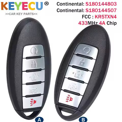 KEYECU KR5TXN4 Smart 5 Button Key for Nissan Rouge Altima 2019 2020 2021,Fob 433Mhz 4A Chip 285E3-6R