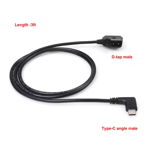 LANO Black 1FT / 2FT / 3FT D-Tap to Type C Cable for V Mounting Battery D-Tap Input to Type C Output