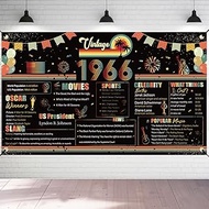 Refavor Vintage Large 60th Birthday Party Banner Backdrop, Back in 1966 60th Birthday Decorations fo
