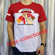 KATUN MERAH 28S COTTON T-SHIRT/ Independence Day T-shirt 17 August 1945 Red and White T-shirt 80th i