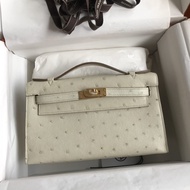 Ostrich HM Pochette White GHW