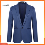 Oneworld| Single Button Suit Jacket Single Button Men Suit Jacket Men's Slim Fit Business Suit Jacket with Lapel and Pockets Casual Long Sleeve Blazer Coat for Workwear