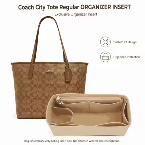 Handbag Organizer Insert Felt Bag Liner Structured Storage for Daily Carry Compatible with Coach Cit