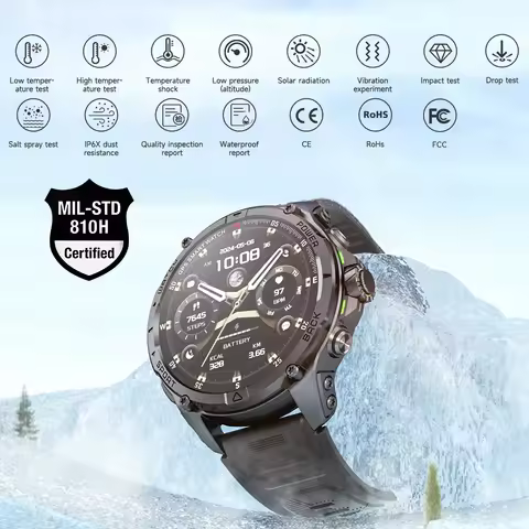 KUMI U5 Pro Military Rugged Smartwatch 1.43" AMOLED Dual-Band L1+L5 GPS 5ATM 15Days Battery Bluetoot