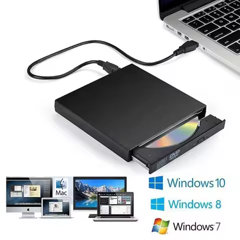 USB 2.0 Portable External DVD Optical Drive CD/DVD-ROM CD/DVD-RW Player Burner Slim Reader Recorder 