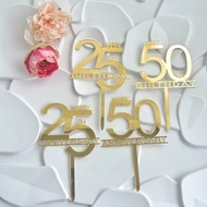 ,,, ins Style Acrylic Cake Plug-In 25 50th Happy Birthday Happy Anniversary Happy Birthday Cake Inse