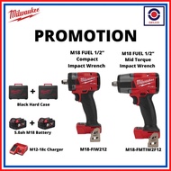 Milwaukee Automotive solutions combo kit M18 FIW212 &amp; M18 FMTIW2F12 FUEL 1/2” compact impact wrench &amp; 1/2” impact