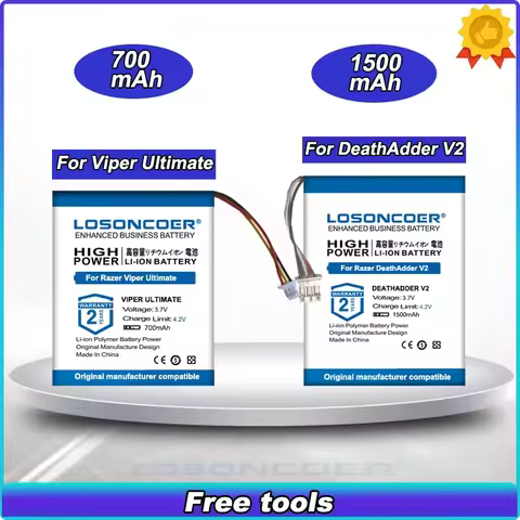 LOSONCOER 1500mAh For Razer DeathAdder V2 Battery For Razer Viper Ultimate Wireless Gaming Mouse Bat