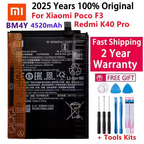 2025 Years 100% Original 4520mAh BM4Y Battery For Xiaomi Poco F3 Redmi K40 Pro K40Pro Batteries Bate