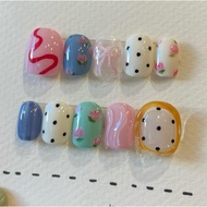 Nnailbox cute embossed gel short round nails