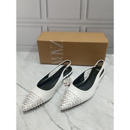 Sepatu Slingback Zara Flat Shoes White Model Fashion Size 35-40 Free box Dustbag