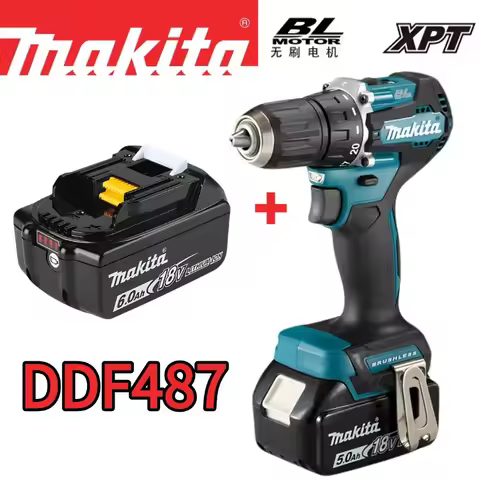 100% Makita DDF487 DDF487 18V Screwdriver Brushless Drill Impact Drill Power Tool Makita 18V Battery